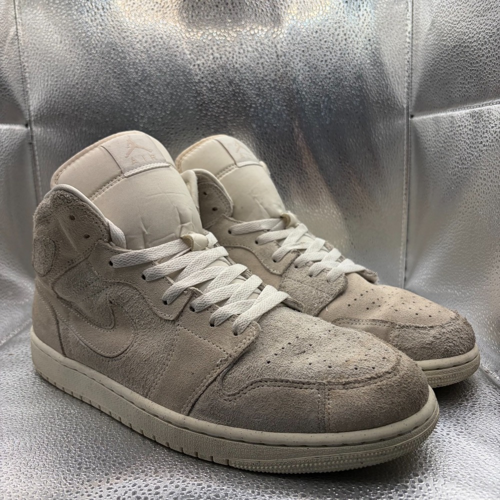 Size 11 Nike Air Jordan 1 Mid SE Craft Pale Ivory Mens Athletic Shoes FQ3224-100